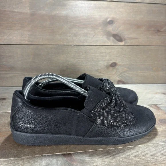 skechers madison avenue womens size 9 shoes black bow slip on comfort sneakers - Picture 2 of 10